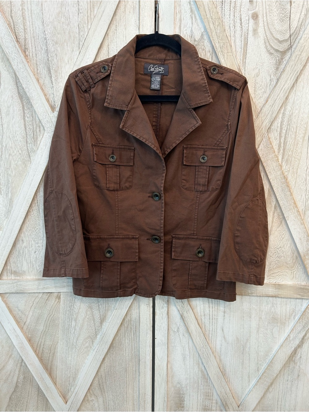 City Streets Brown Utility Jacket with Button Front
